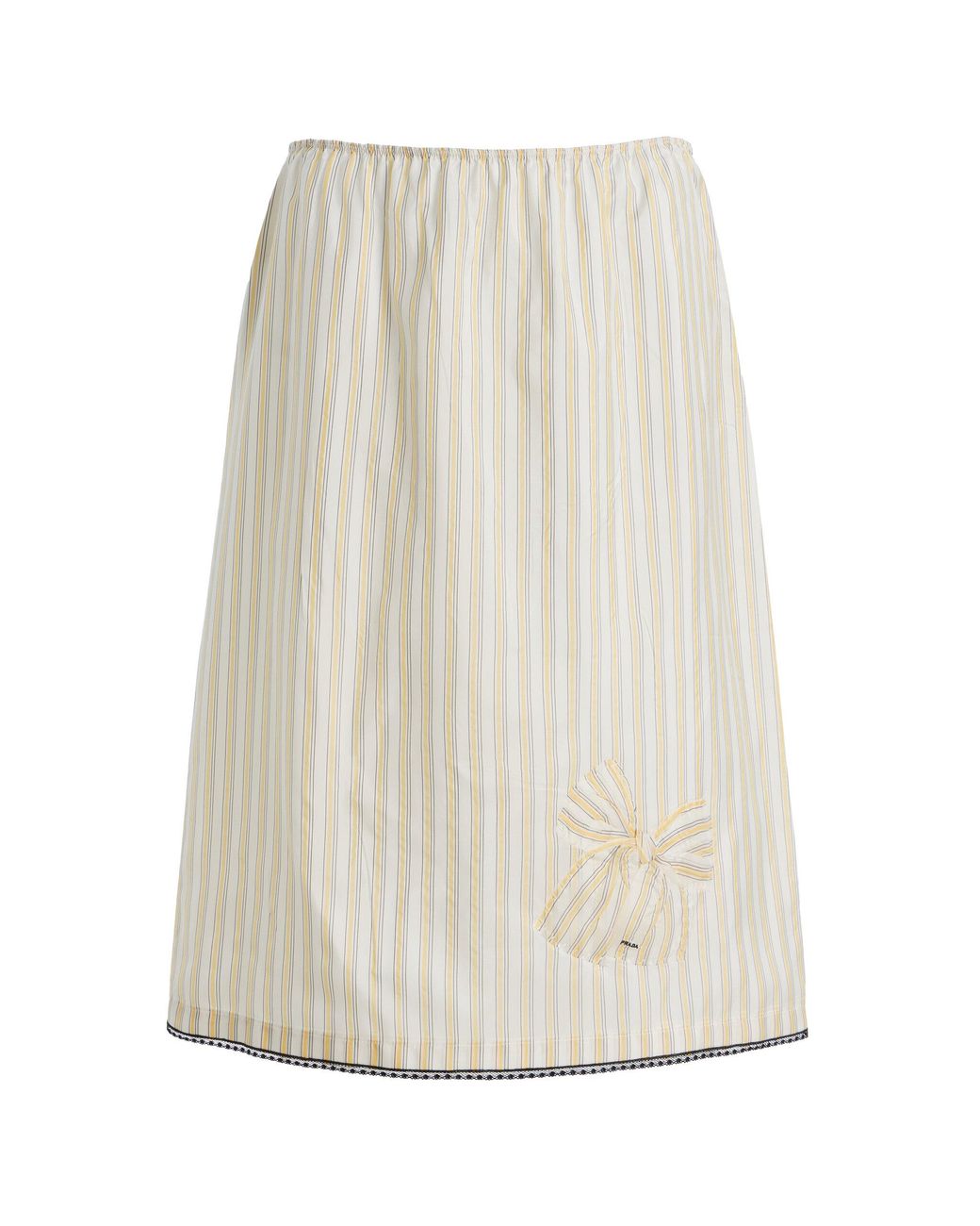 Prada White Striped Cupro Midi Skirt