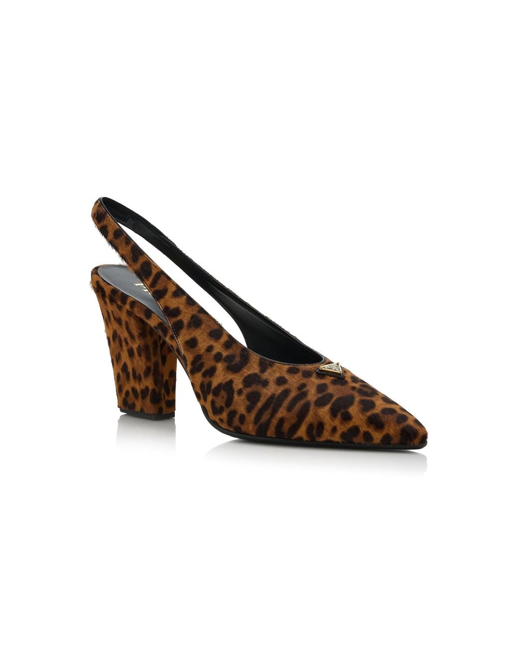 Prada Brown Leopard Pony Hair Slingback Pumps