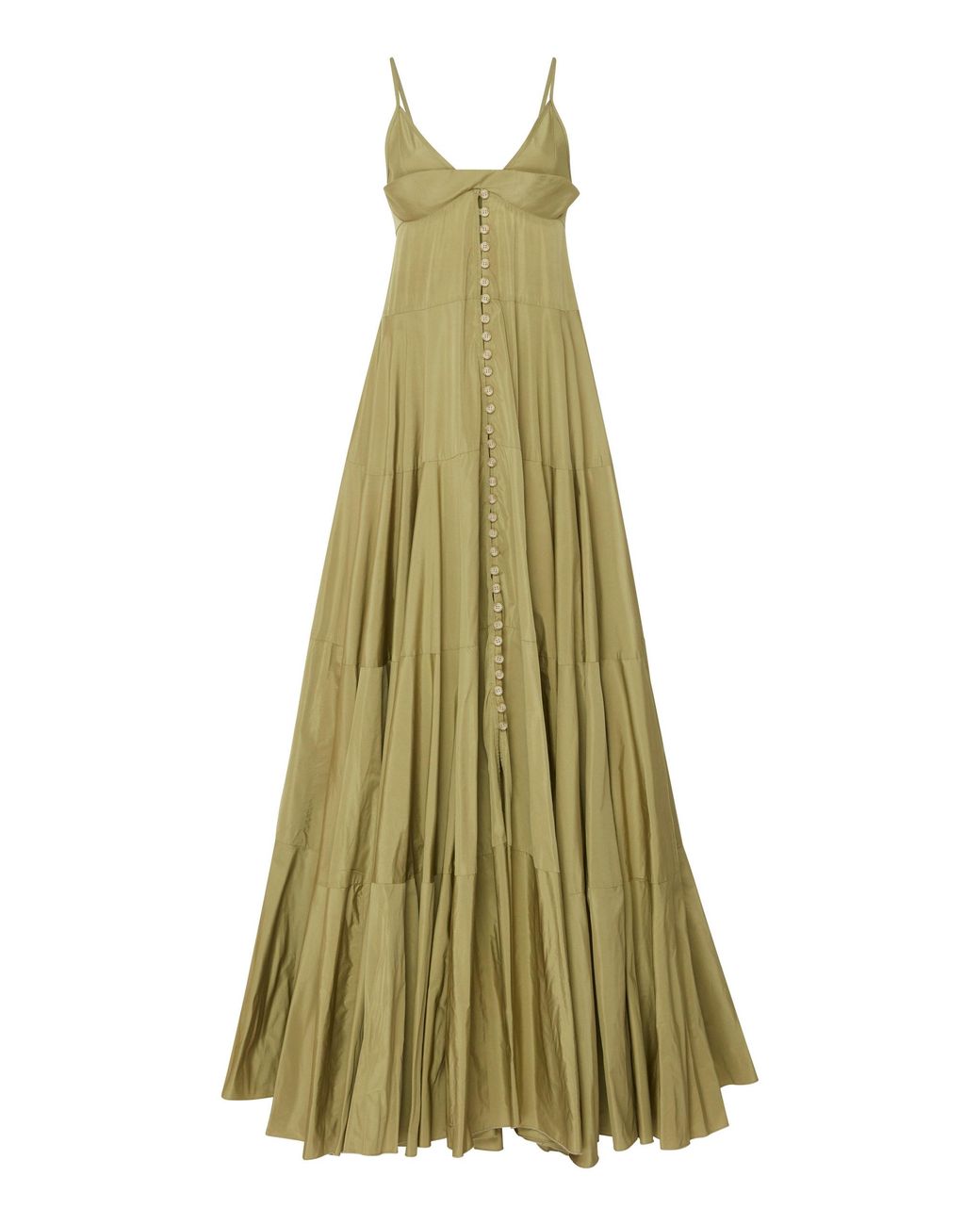 Jacquemus La Robe Manosque Tiered Twill Maxi Dress in Green | Lyst
