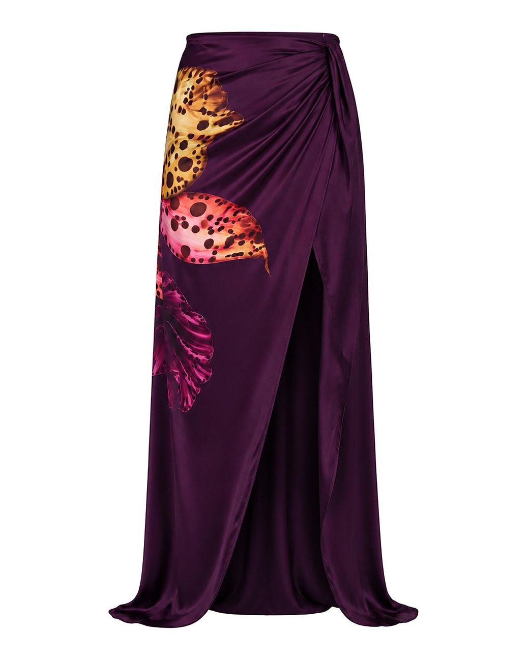 Andrés Pajón Purple Neroli Printed Maxi Skirt
