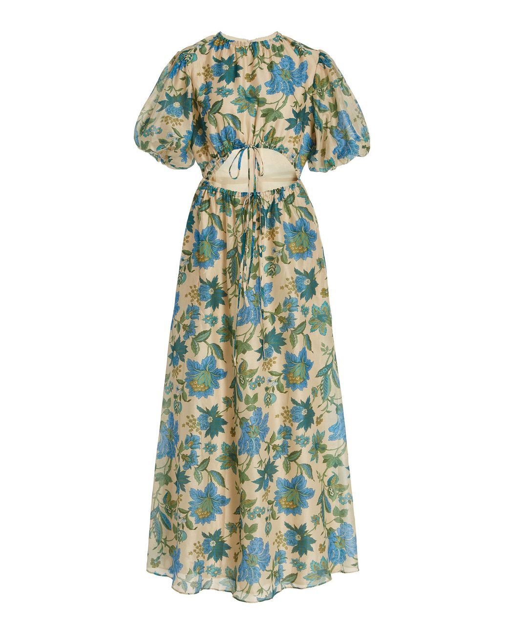 Sir. The Label Celia Puff-sleeve Cutout Floral Cotton-silk Midi Dress ...