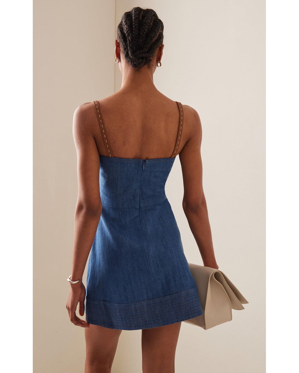 Alexis Ferre Wrapped Denim Mini Dress in Blue | Lyst