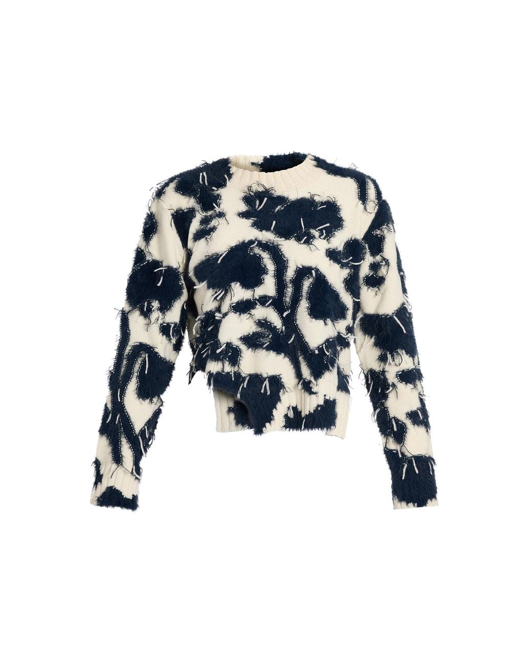 Erdem Black Textured Floral Wool Sweater