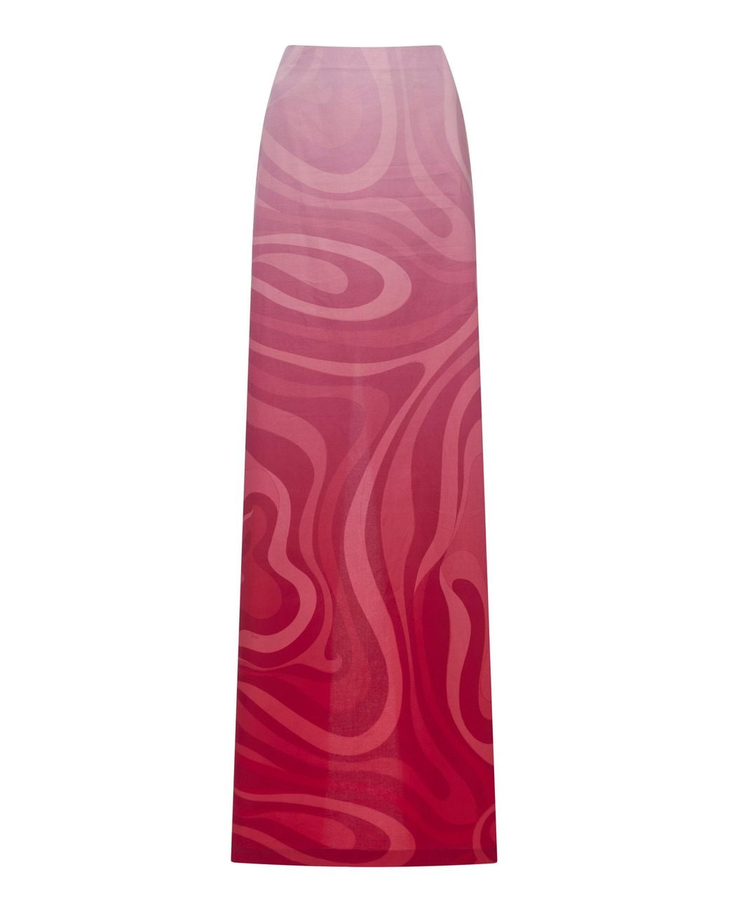 Emilio Pucci Red Gradient Poplin Maxi Skirt