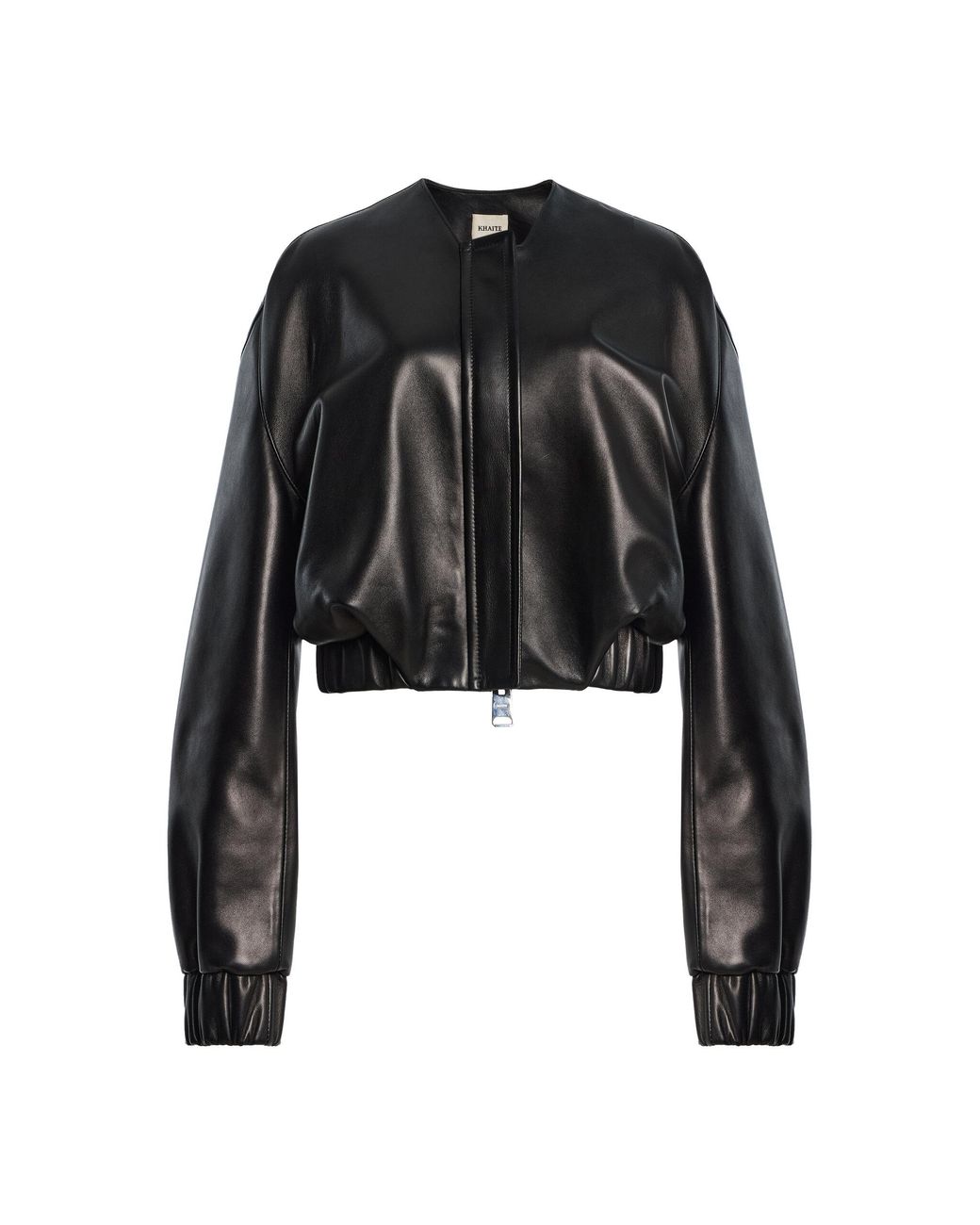 Khaite Black Cordan Plonge Leather Bomber Jacket