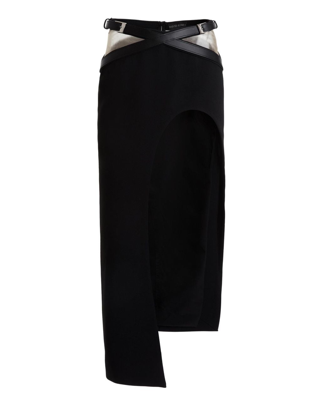 David Koma Black Buckle-detailed Midi Skirt