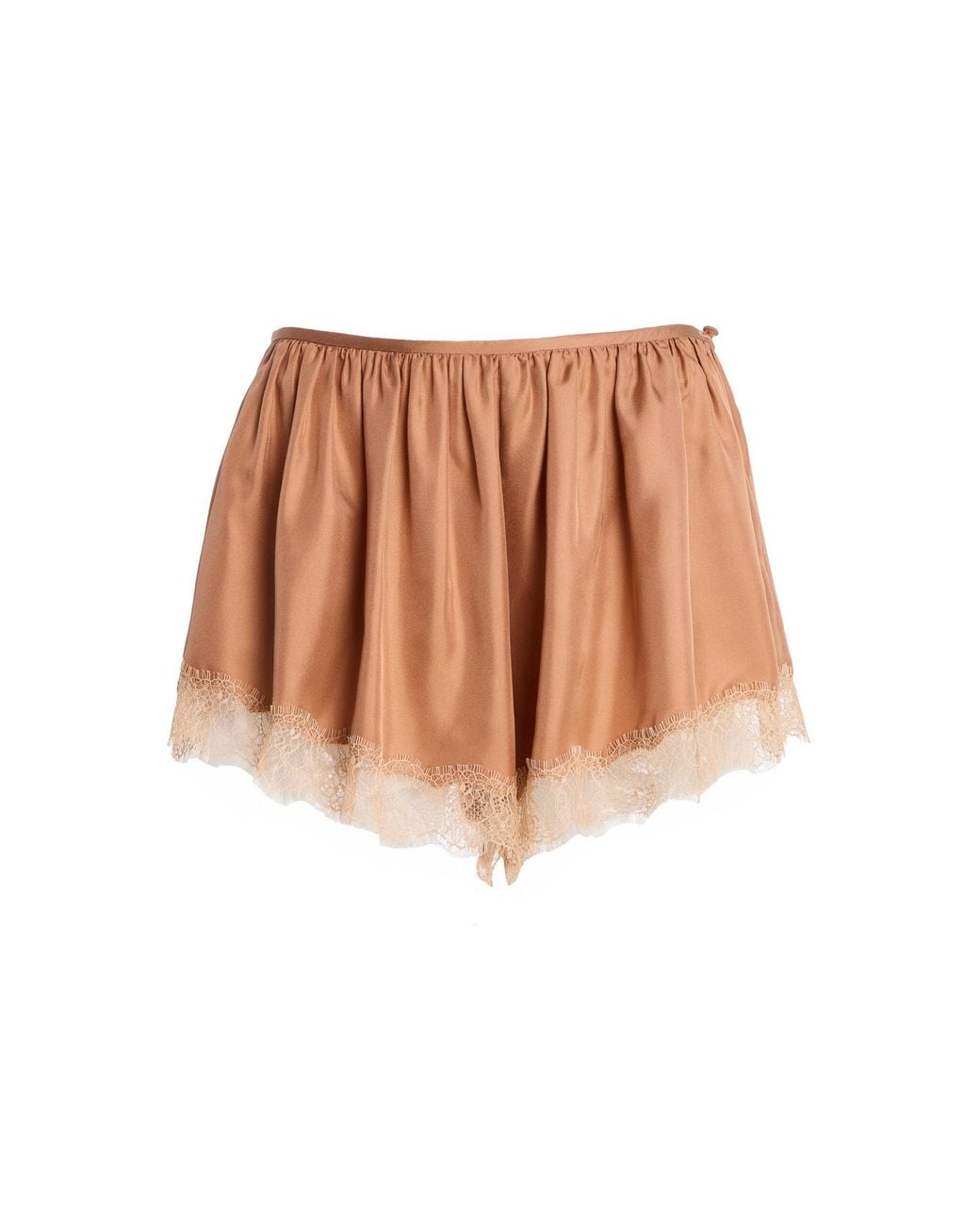 Ulla Johnson Brown Georgina Lace-Trimmed Silk Mini Shorts