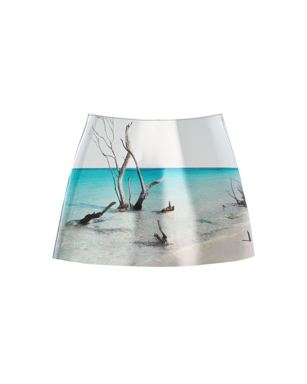 Prada Blue Printed Leather Mini Skirt