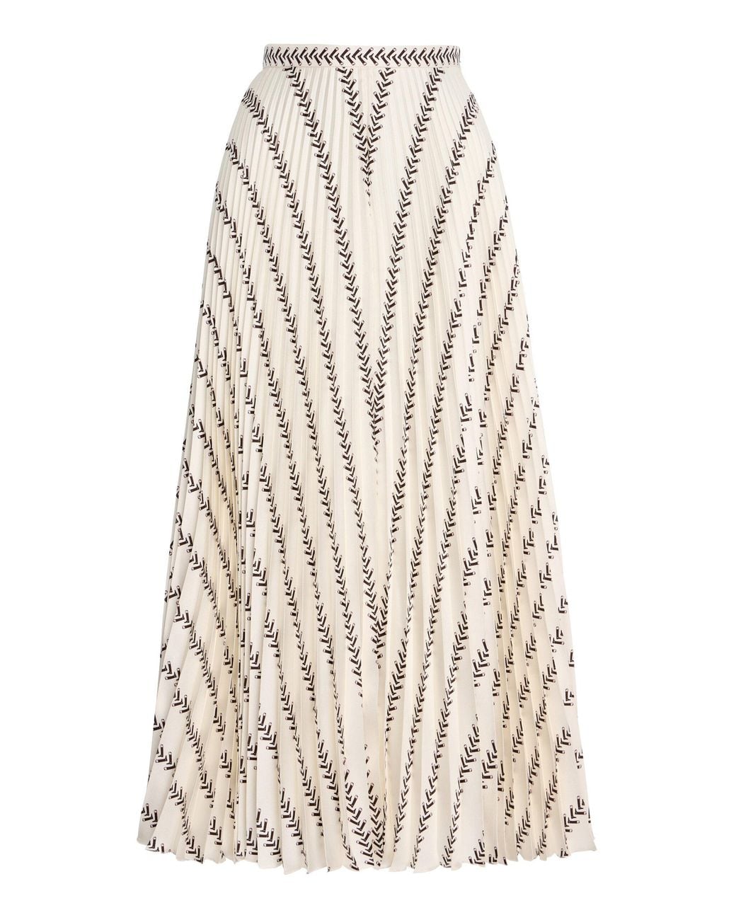 Gabriela Hearst Natural Eames Boot-Striped Silk Plissé Midi Skirt