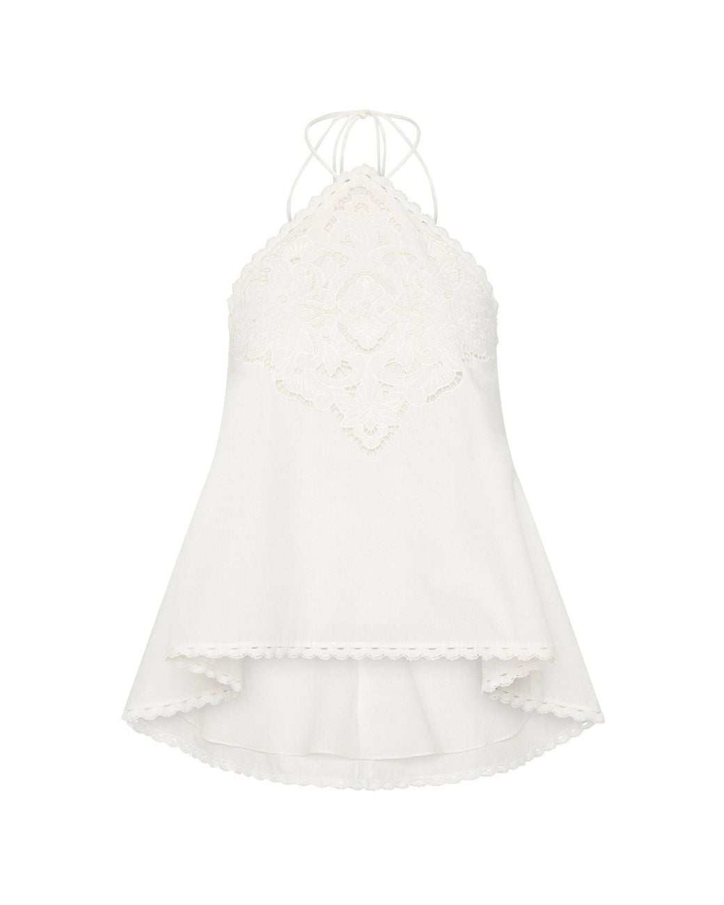 ROAME. White Marianne Broderie Anglaise Cotton Halter Top