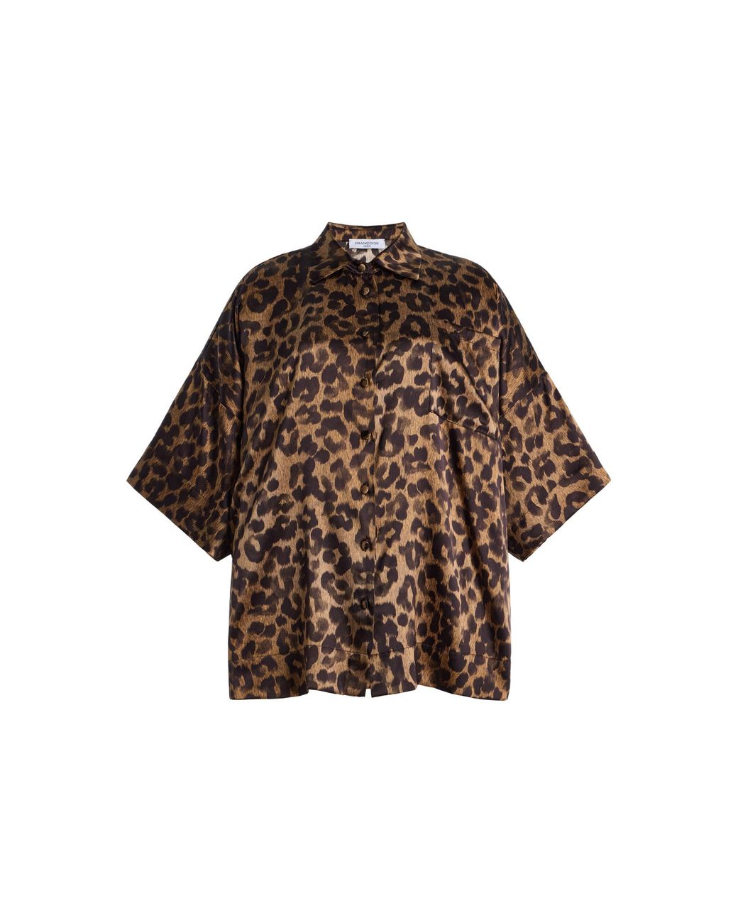 Franchise Brown Zaoua Leopard Silk Shirt