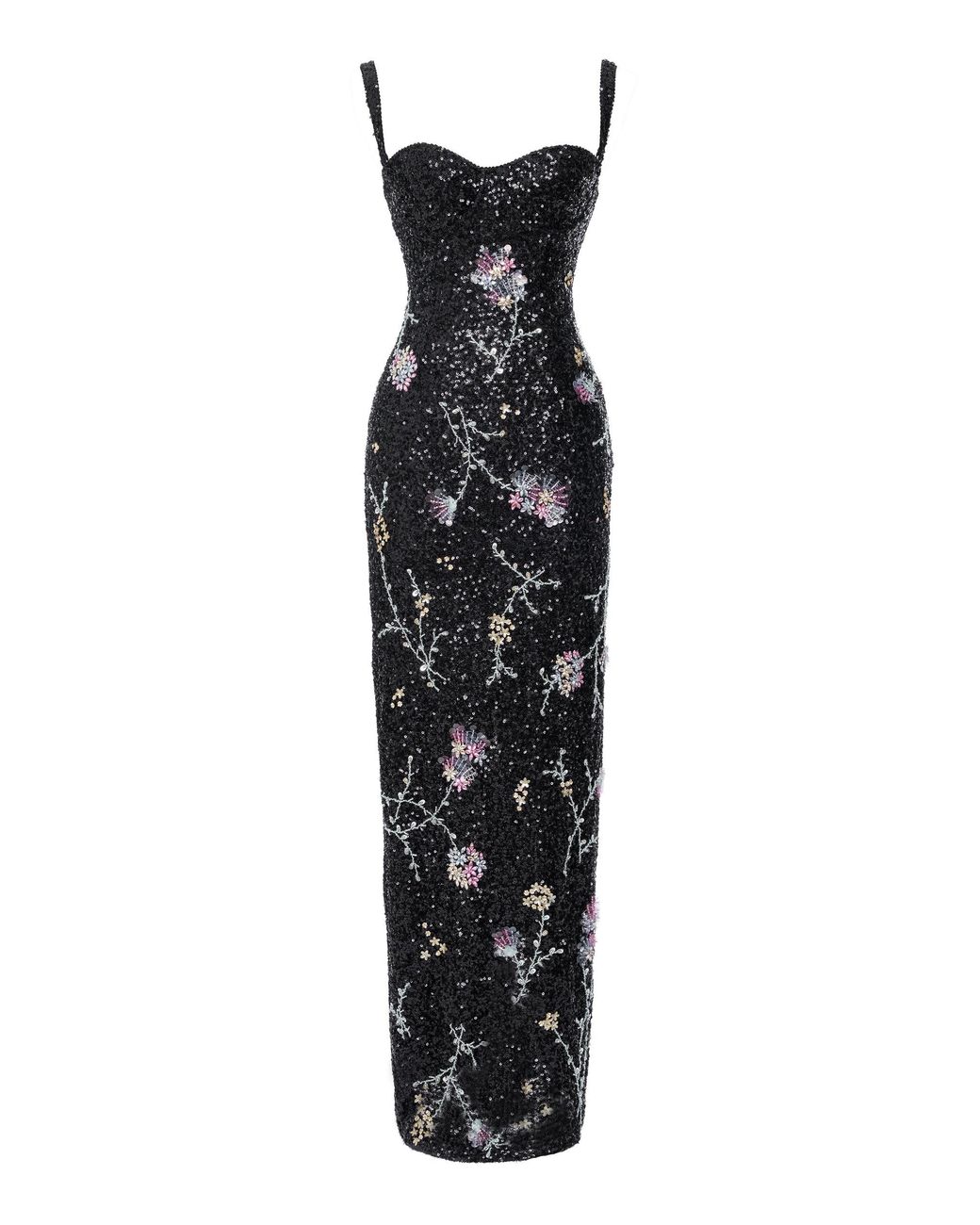 DES_PHEMMES Black Embellished Maxi Dress