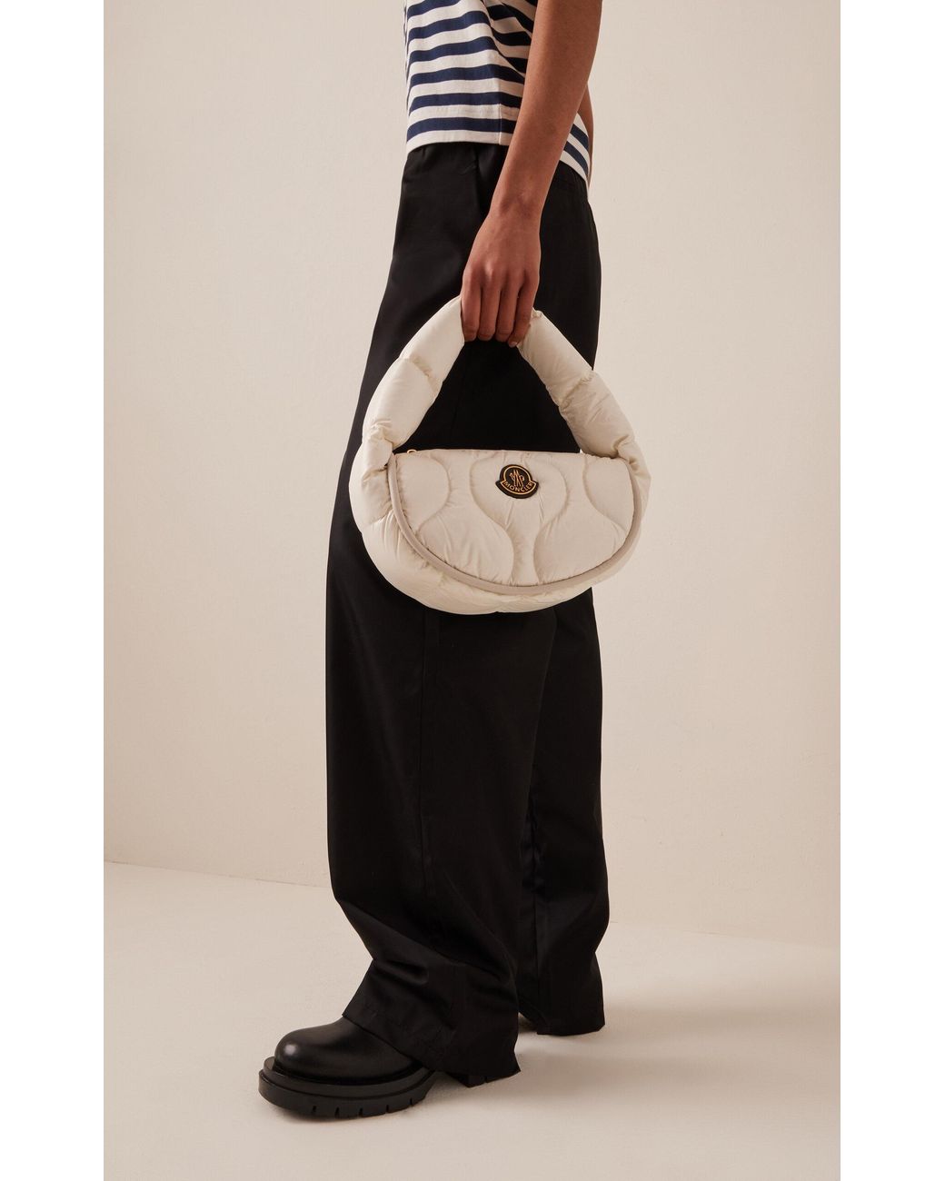 Moncler White Delilah Quilted Nylon Hobobag