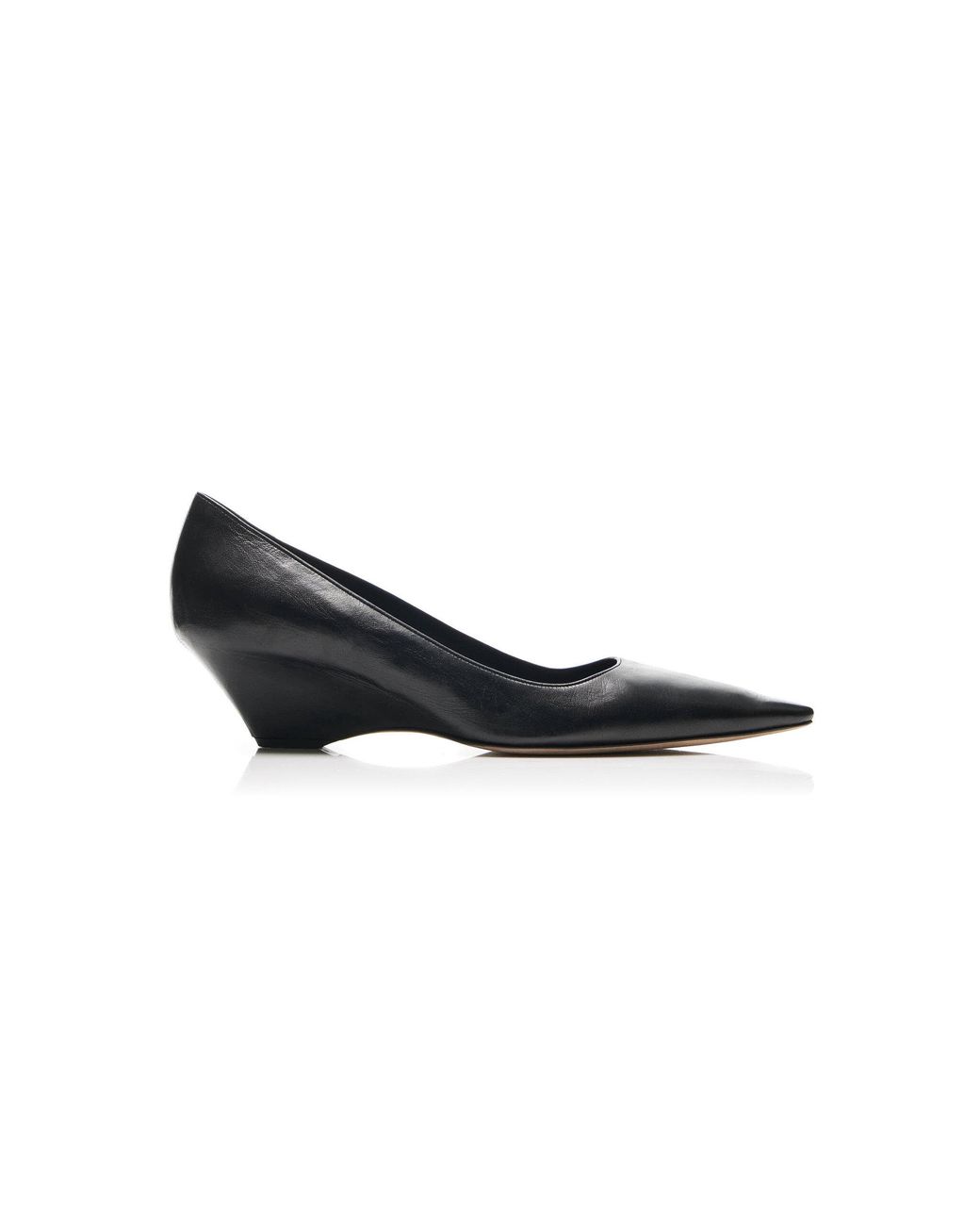 The Row Black Liisa Leather Wedge Pumps
