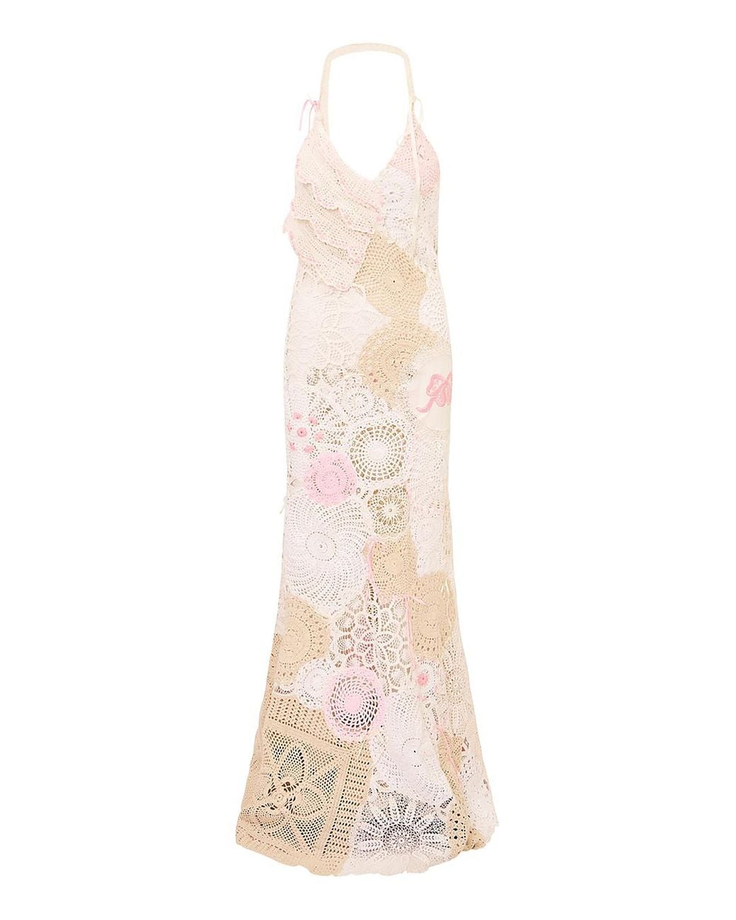 LoveShackFancy White Adalita Patchwork Cotton Crochet Dress