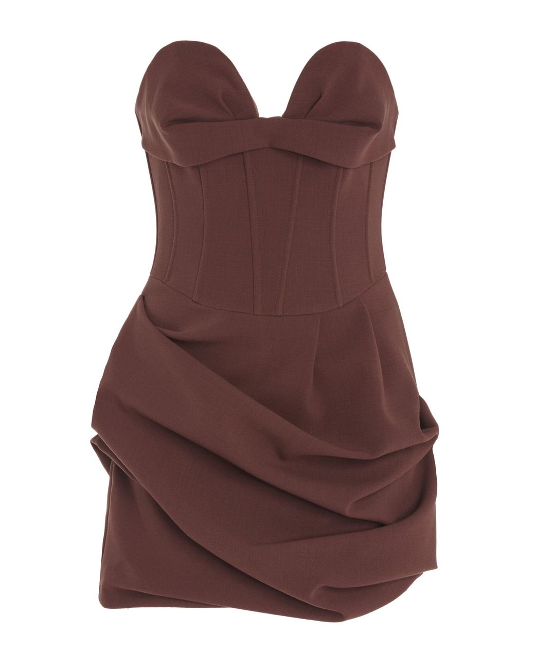 magda butrym draped strapless silk mini dress Strapless mini dress with lace-trimmed peplum in cream