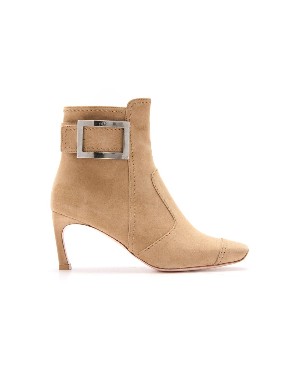 Roger Vivier Natural Trompette Suede Ankle Boots