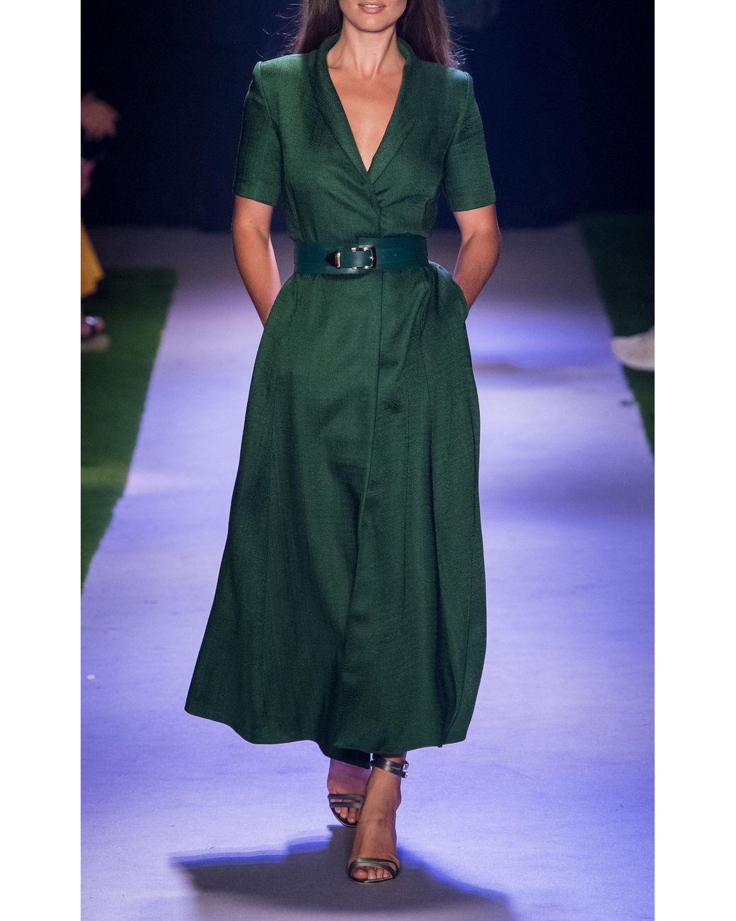 Brandon Maxwell Button-detailed Midi Dress in Green