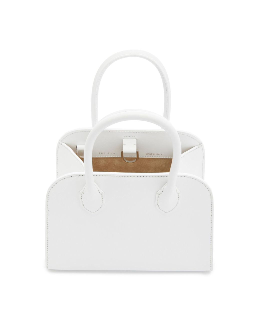 The Row Margaux 7.5 Leather Top Handle Bag in White Lyst Australia