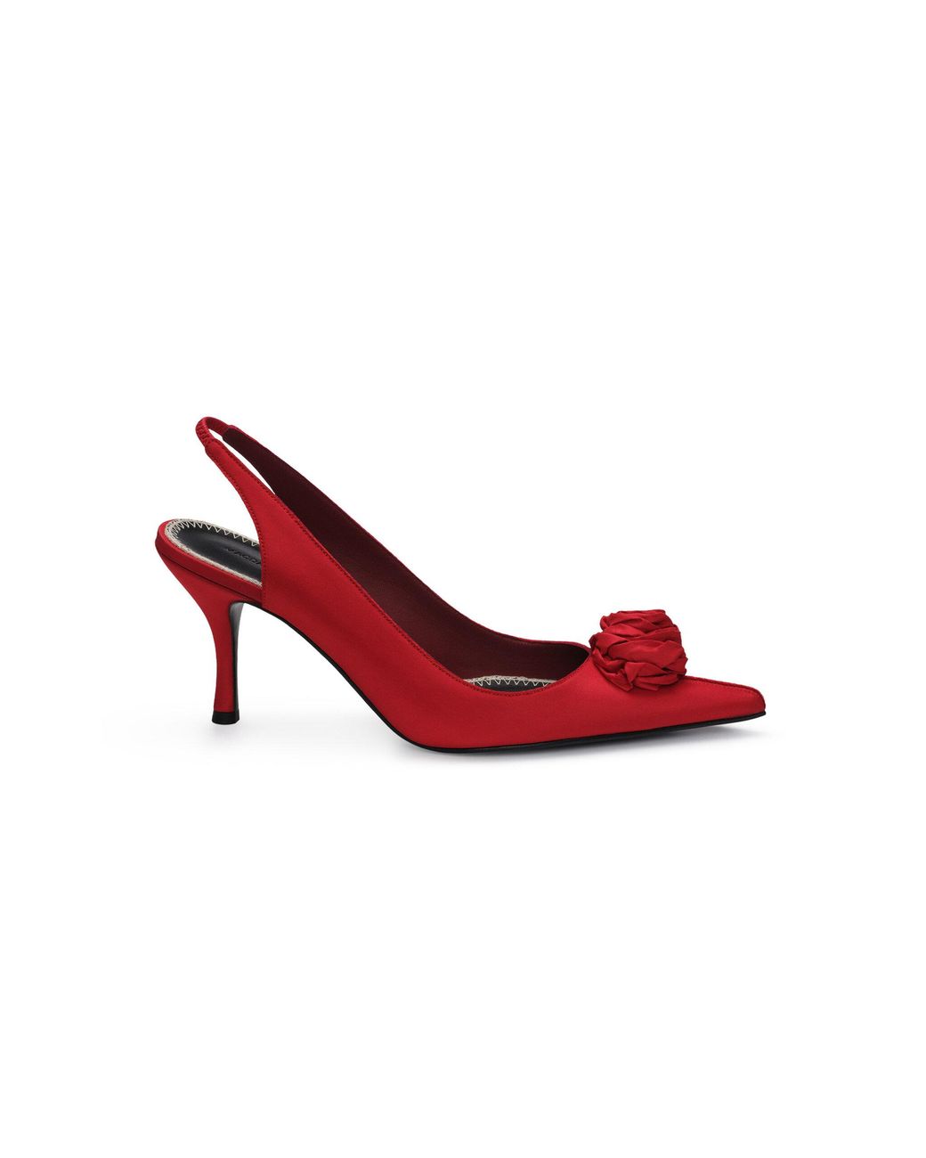 Magda Butrym Red Rose Low Distressed Taffeta Slingback Pumps