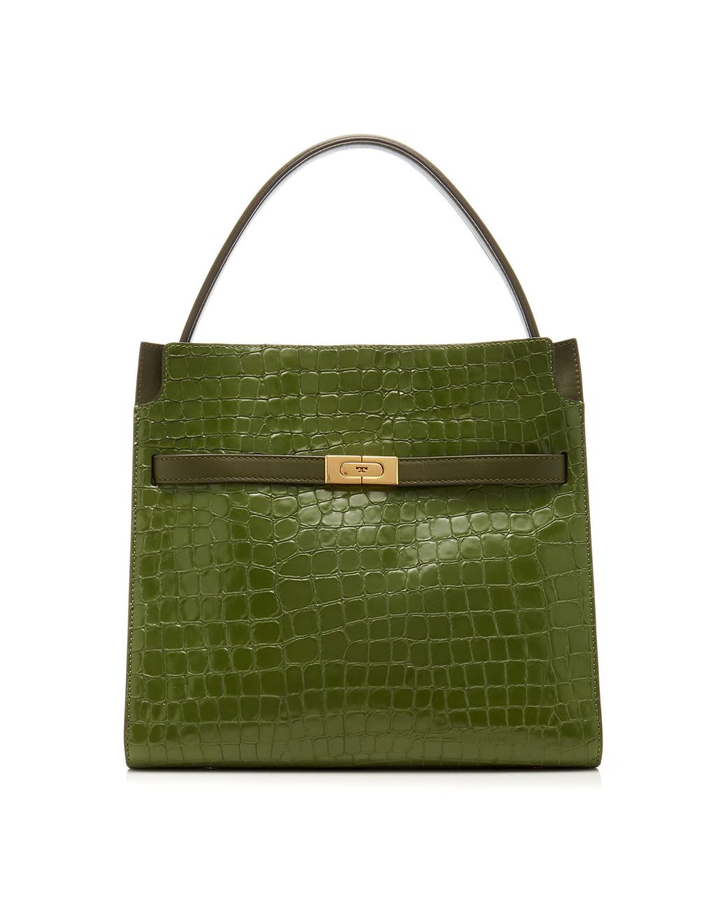 Tory Burch Lee Radziwill Embossed Leather Double Bag in Green | Lyst