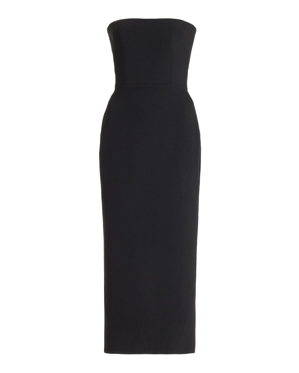 Alex Perry Callan Strapless Crepe Midi Dress in Black | Lyst