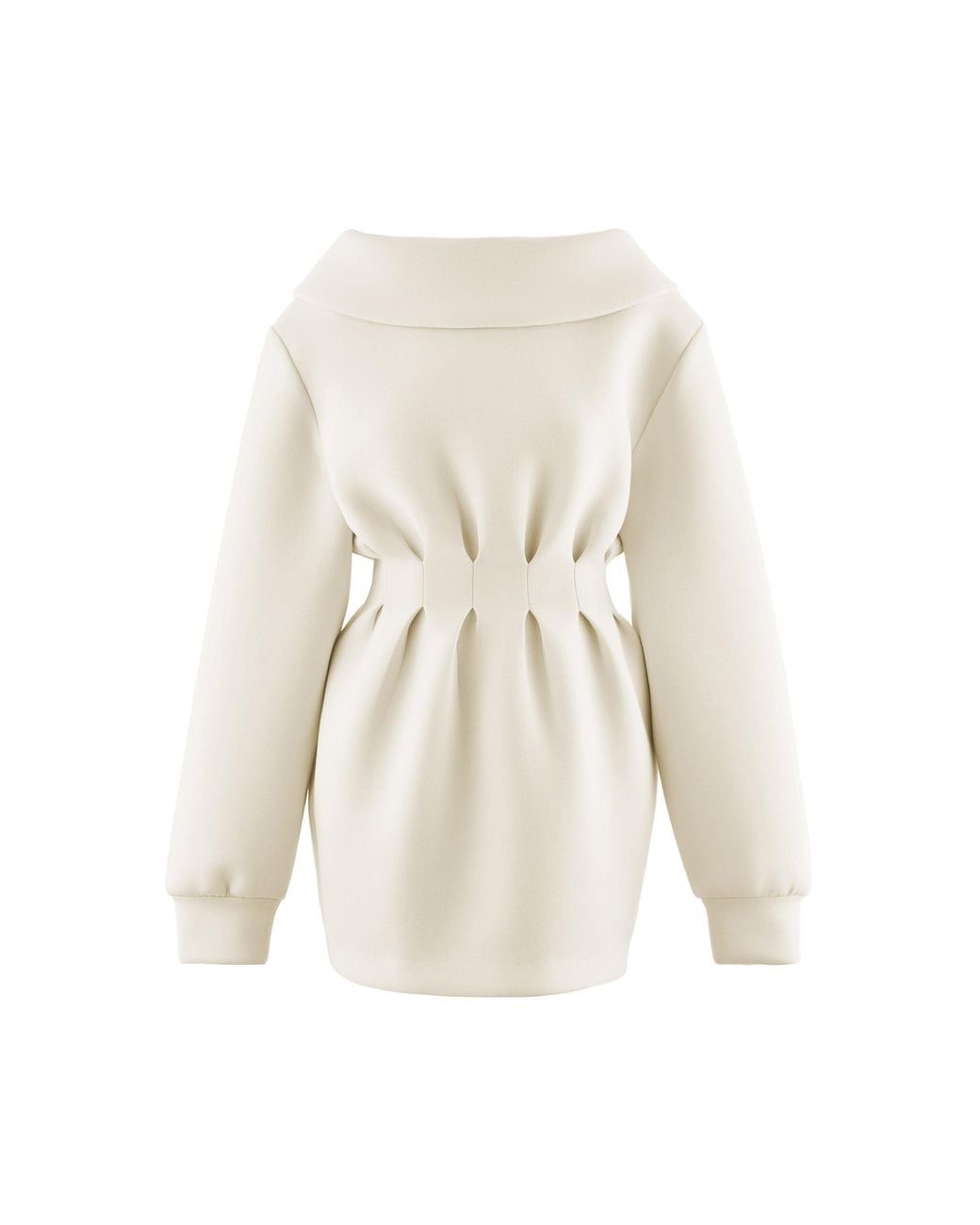 ARAKII White Exclusive Wide Collar Knit Mini Dress