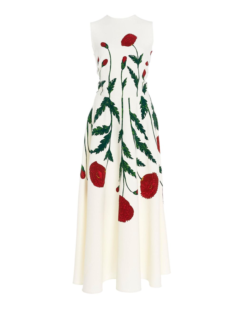 Oscar de la Renta Sleeveless Jewel Neck Poppy Dress in White | Lyst