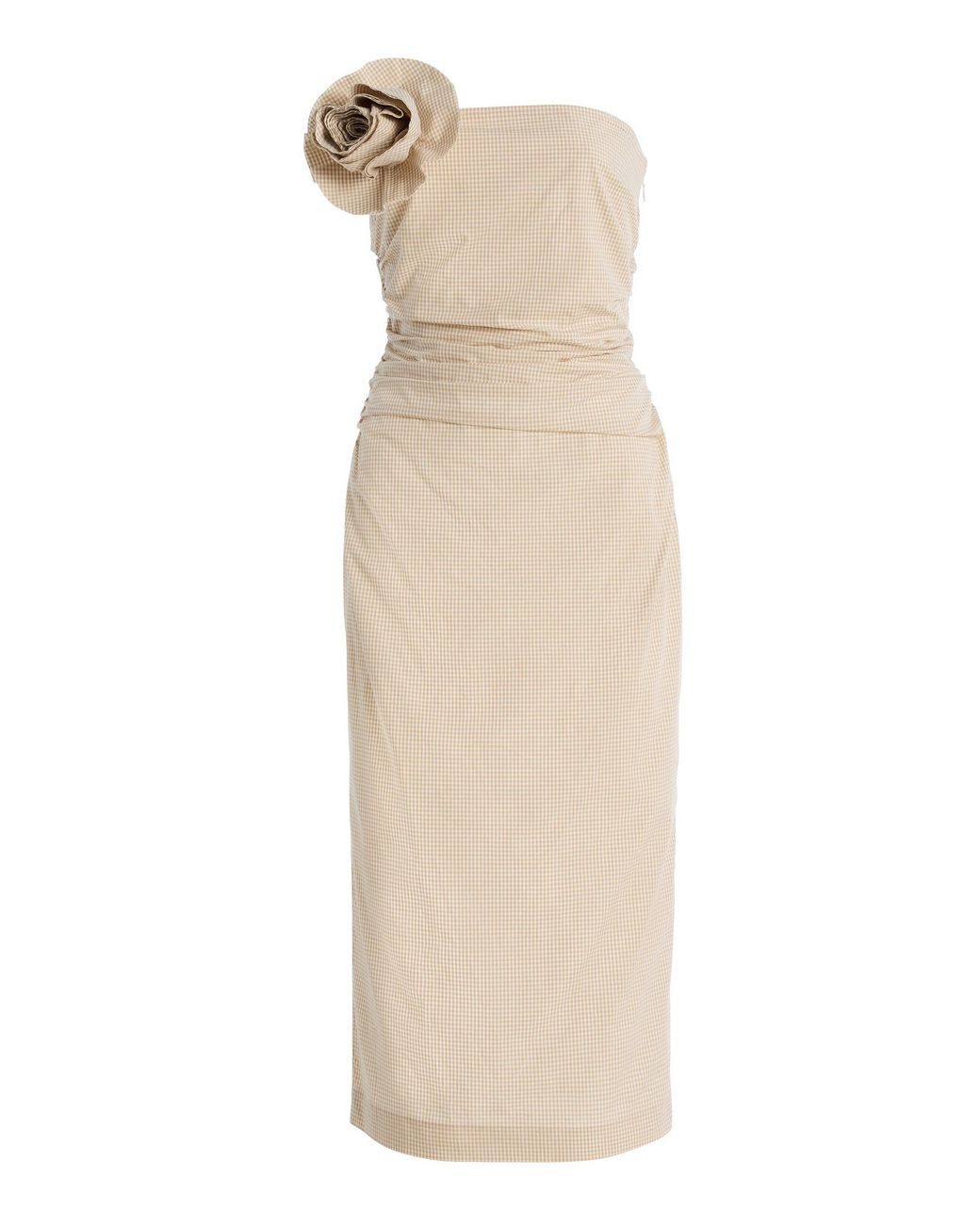 BERNADETTE Natural Vera Brooch-Detailed Cotton Midi Dress