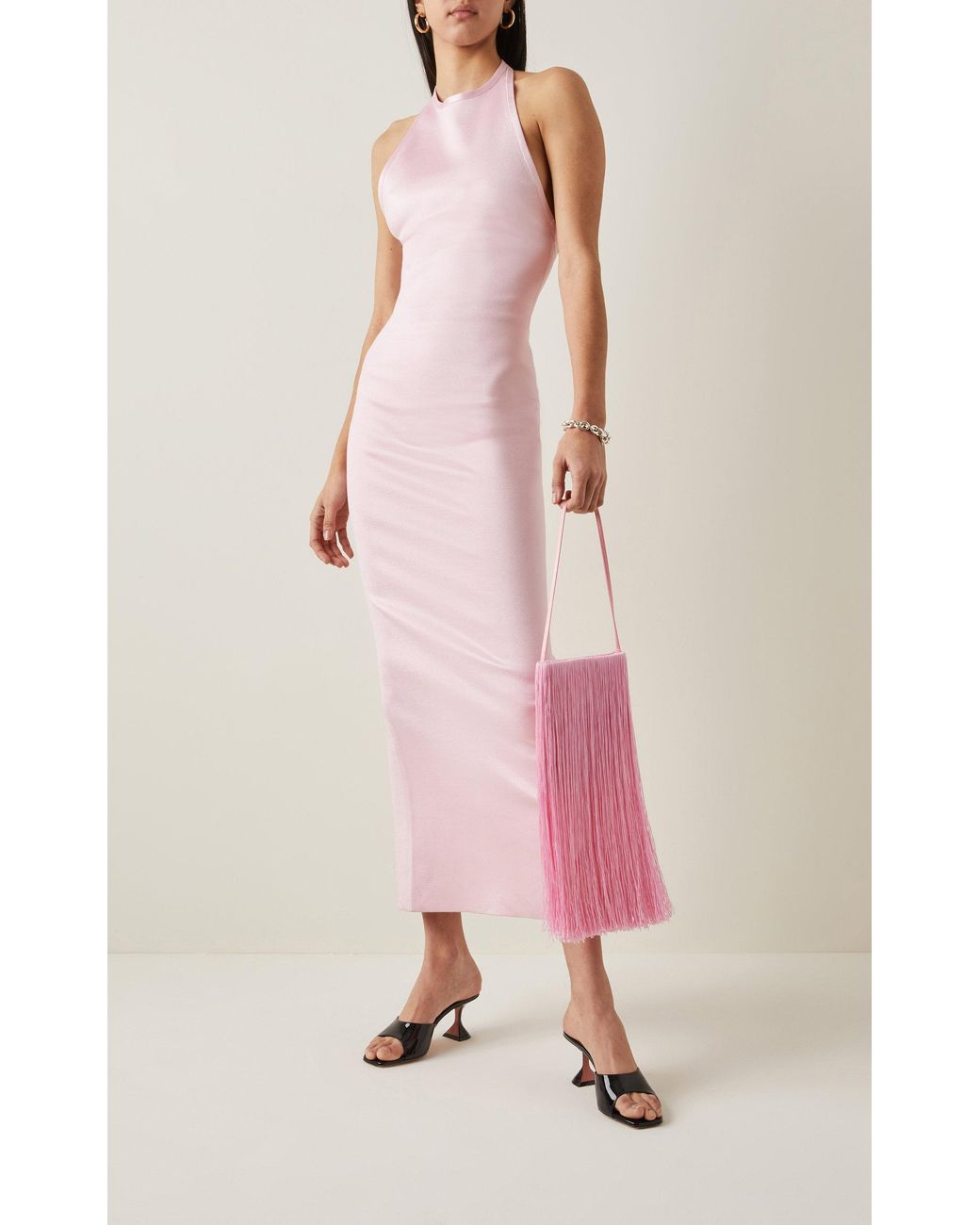 alexander wang midi dress Alexander Wang Off-the-Shoulder Illusion Long-Sleeve Sheer Yoke Midi Dress
