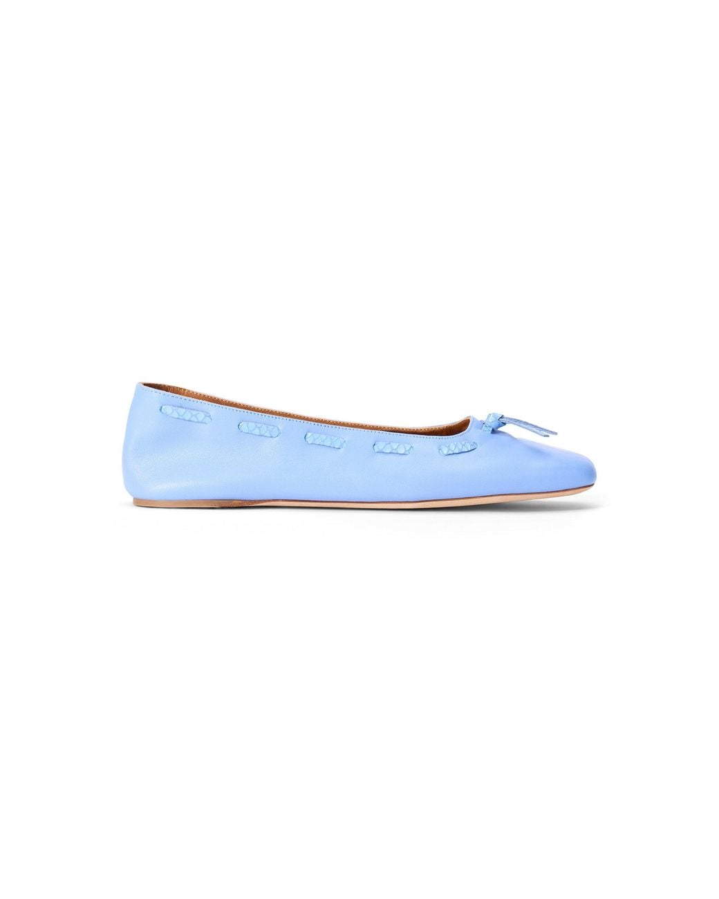 Staud Blue Milo Leather Ballet Flats