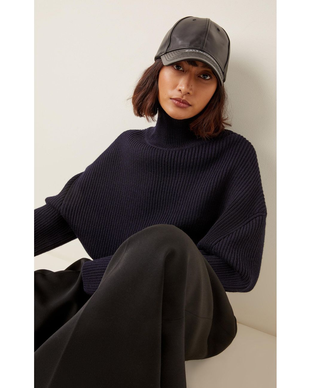 Balenciaga Leather Baseball Cap in Black | Lyst display picture 2