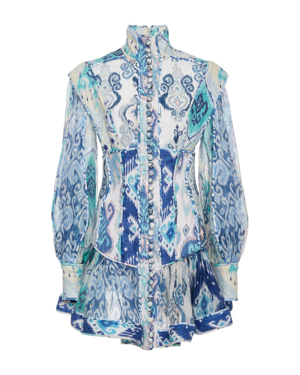 knee length dresses for ladies Women's Blue See-through Long Sleeve Mini Dress main image 1