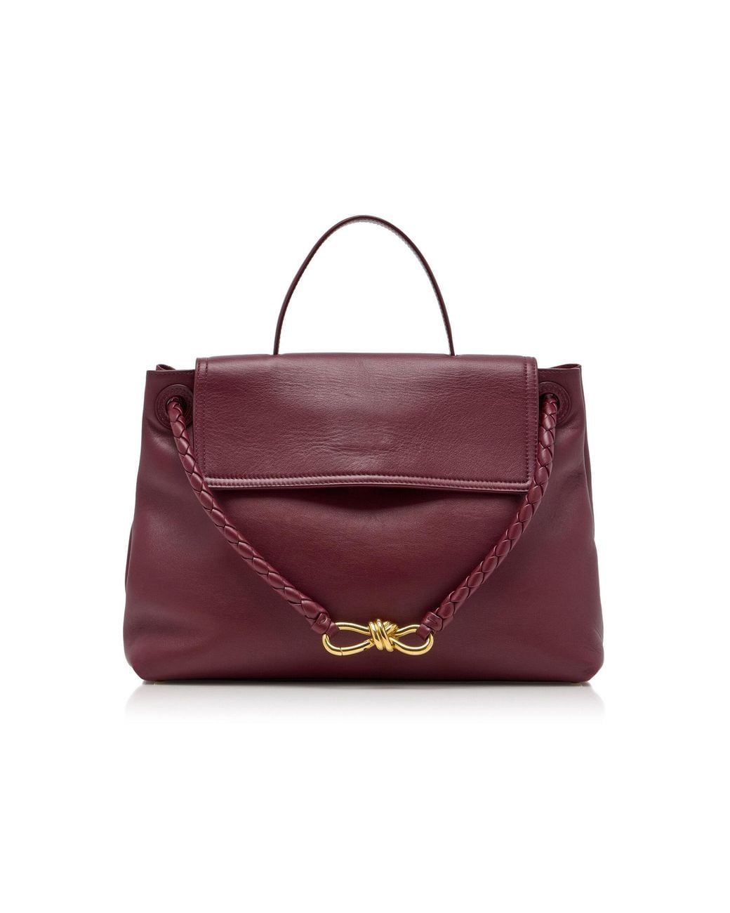 Bottega Veneta Purple Medium Andiamo Leather Top Handle Bag