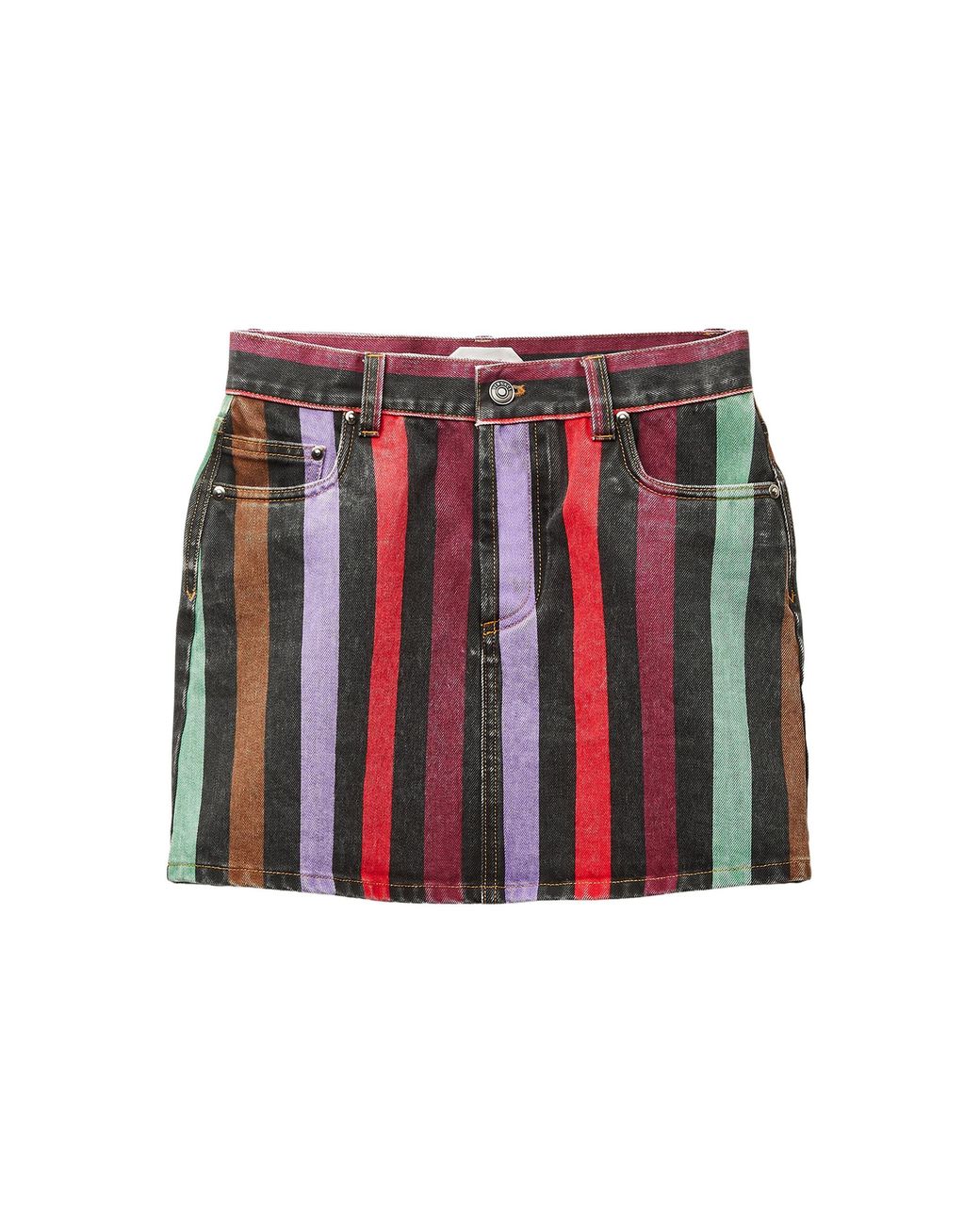 Versace Red Striped Denim Mini Skirt