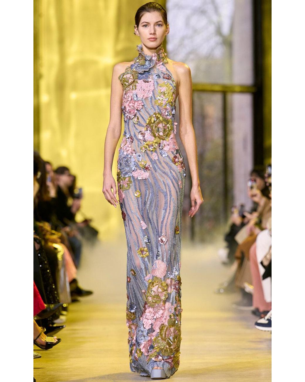 chinese dress ladies Bead Embroidered Long Dress  ELIE SAAB