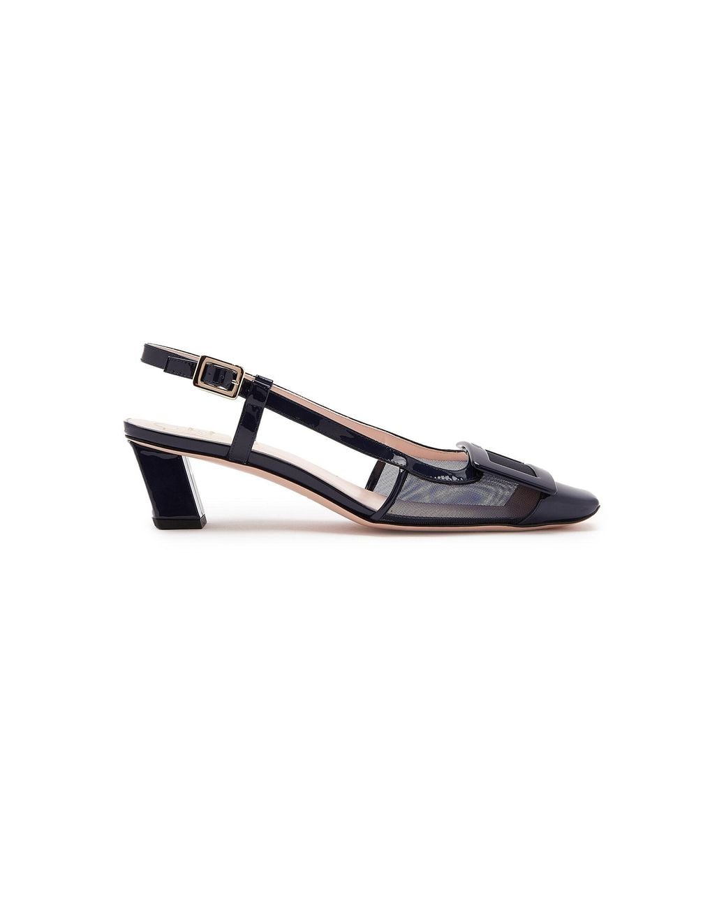 Roger Vivier Black Belle Vivier Lacquered Mesh Slingback Pumps