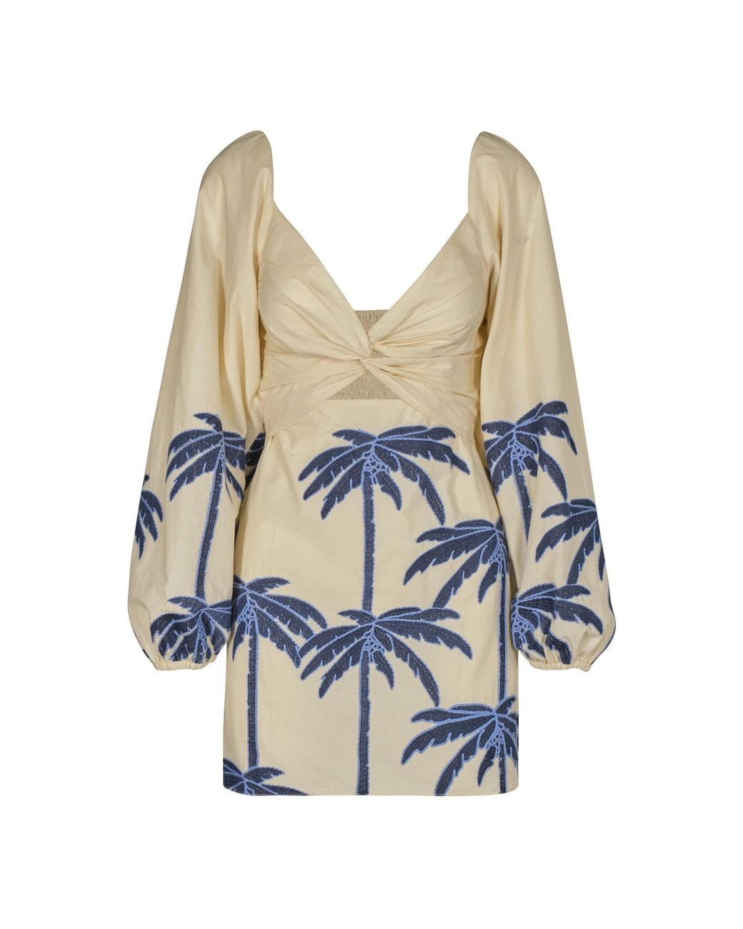Johanna Ortiz Blue The Power Of The Sea Printed Cotton-Blend Mini Dress