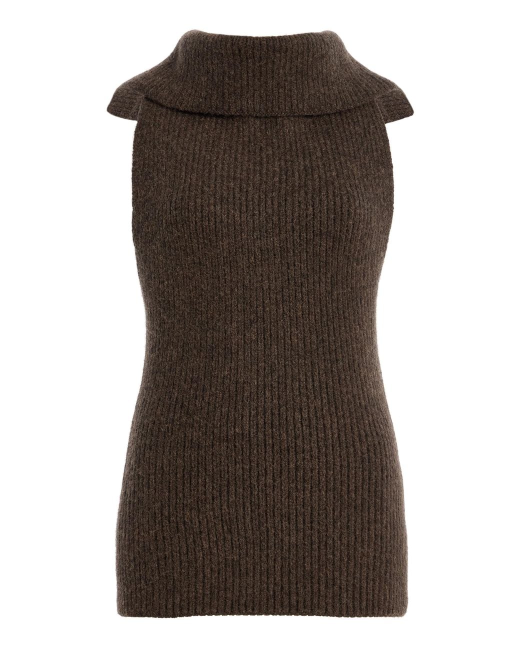 OSSOU Brown Isla Wool Tank Top