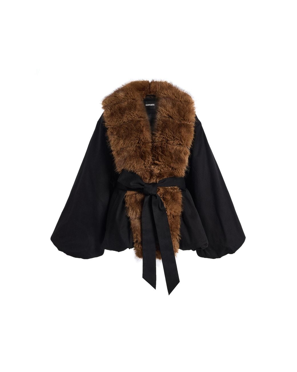 ROTATE BIRGER CHRISTENSEN Black Faux Fur Collar Jacket