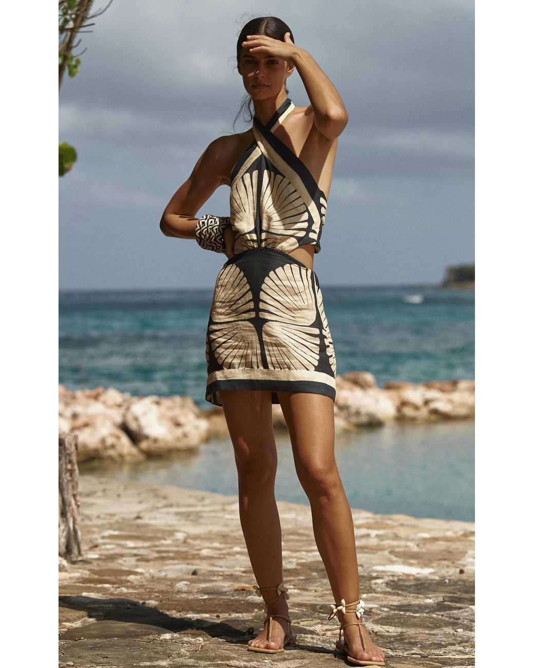 johanna ortiz river ritual mini dress Johanna Ortiz River Ritual Linen Mini Halter Dress in Natural