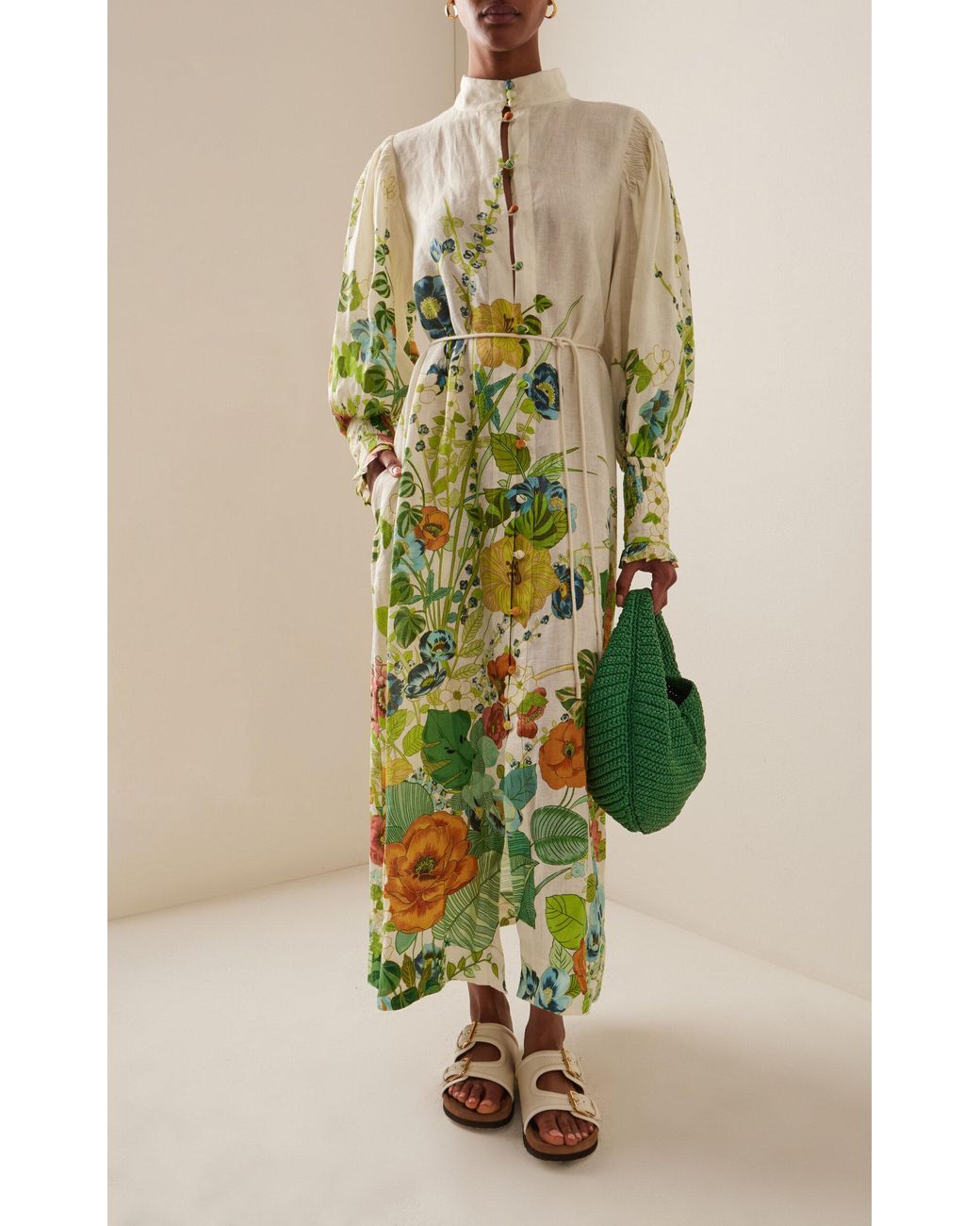 ALMAIS Constance Button-detailed Linen Maxi Dress in White | Lyst UK