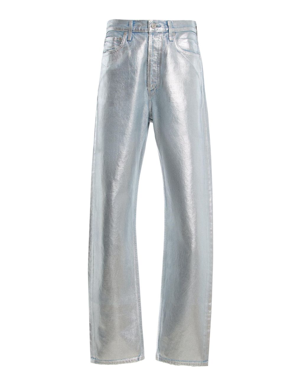 Agolde Gray 90's Coated Mid-Rise Loose-Fit Jeans