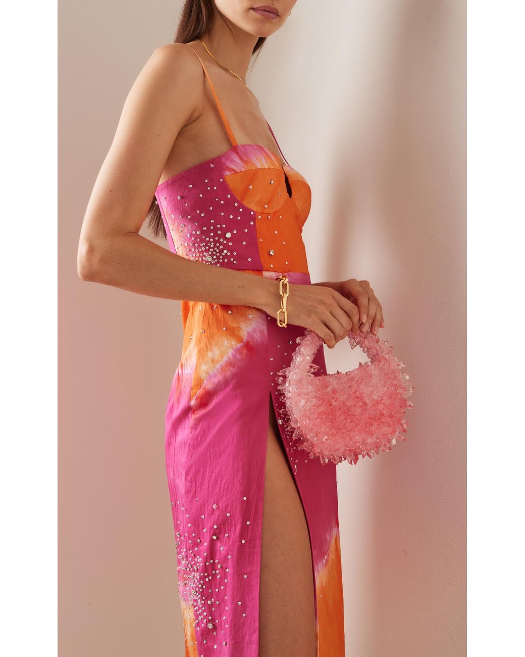 CLIO PEPPIATT Pink Embellished Headband In Logoed Dust Bag Rent Clio Peppiatt Pink Bag | By Rotation UK main image 3