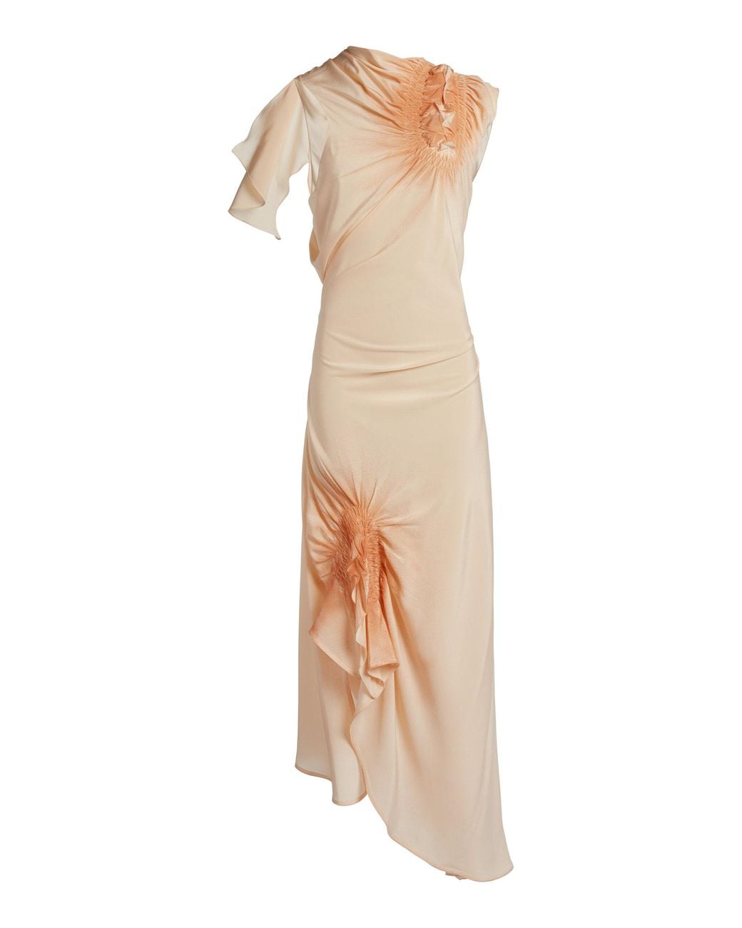 Victoria Beckham White Smocked Sleeveless Silk Maxi Dress