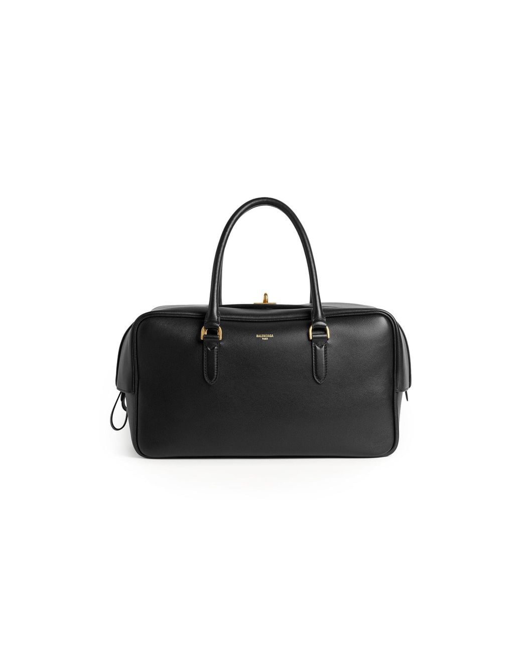 Balenciaga Black Le 7 Medium Leather Bowling Bag