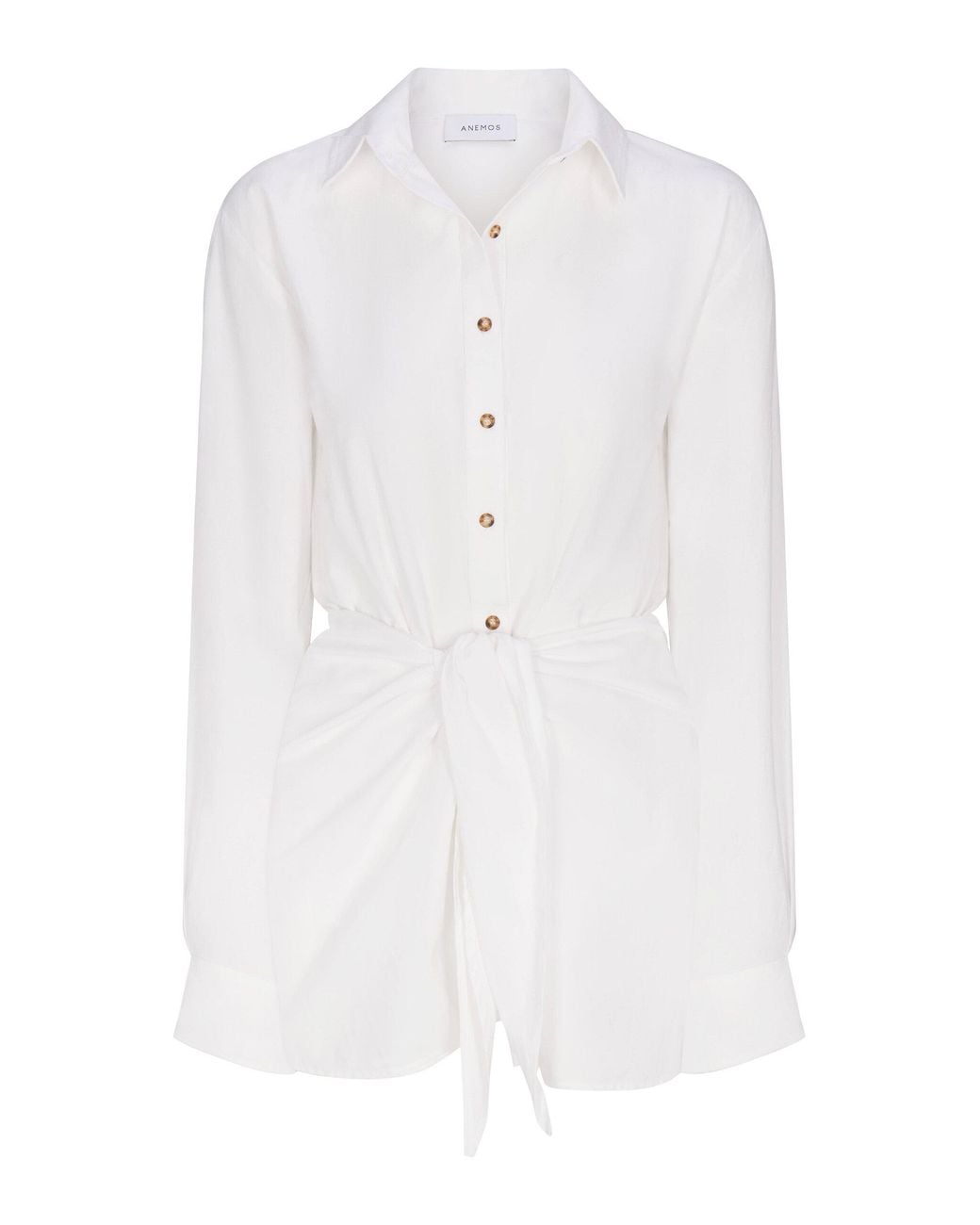 Anemos White The La Button-Down Mini Wrap Dress