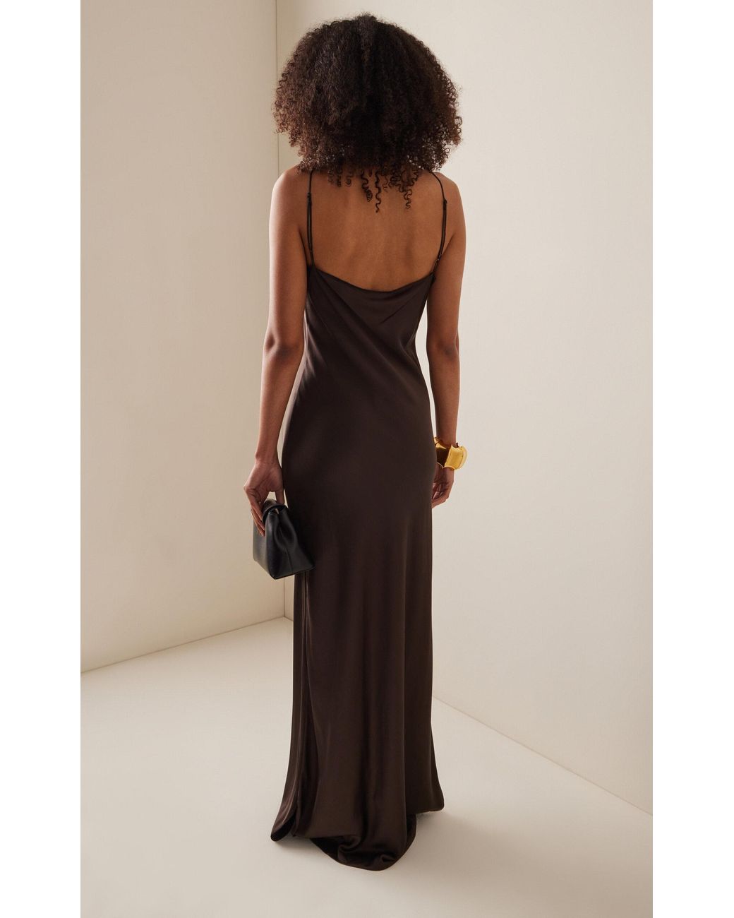 Nili Lotan Cami Bias-cut Silk Gown in Brown | Lyst