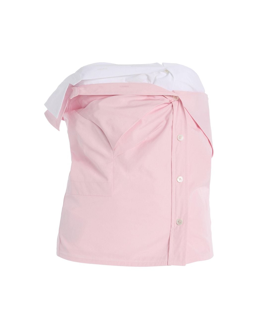 Miu Miu Pink Cotton Poplin Bustier Top