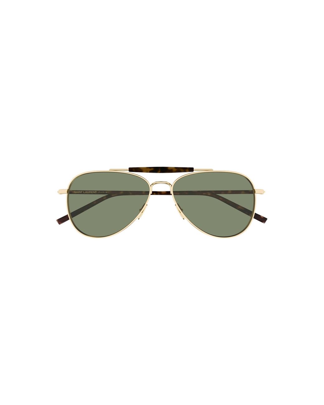 Saint Laurent Green Aviator-frame Metal Sunglasses